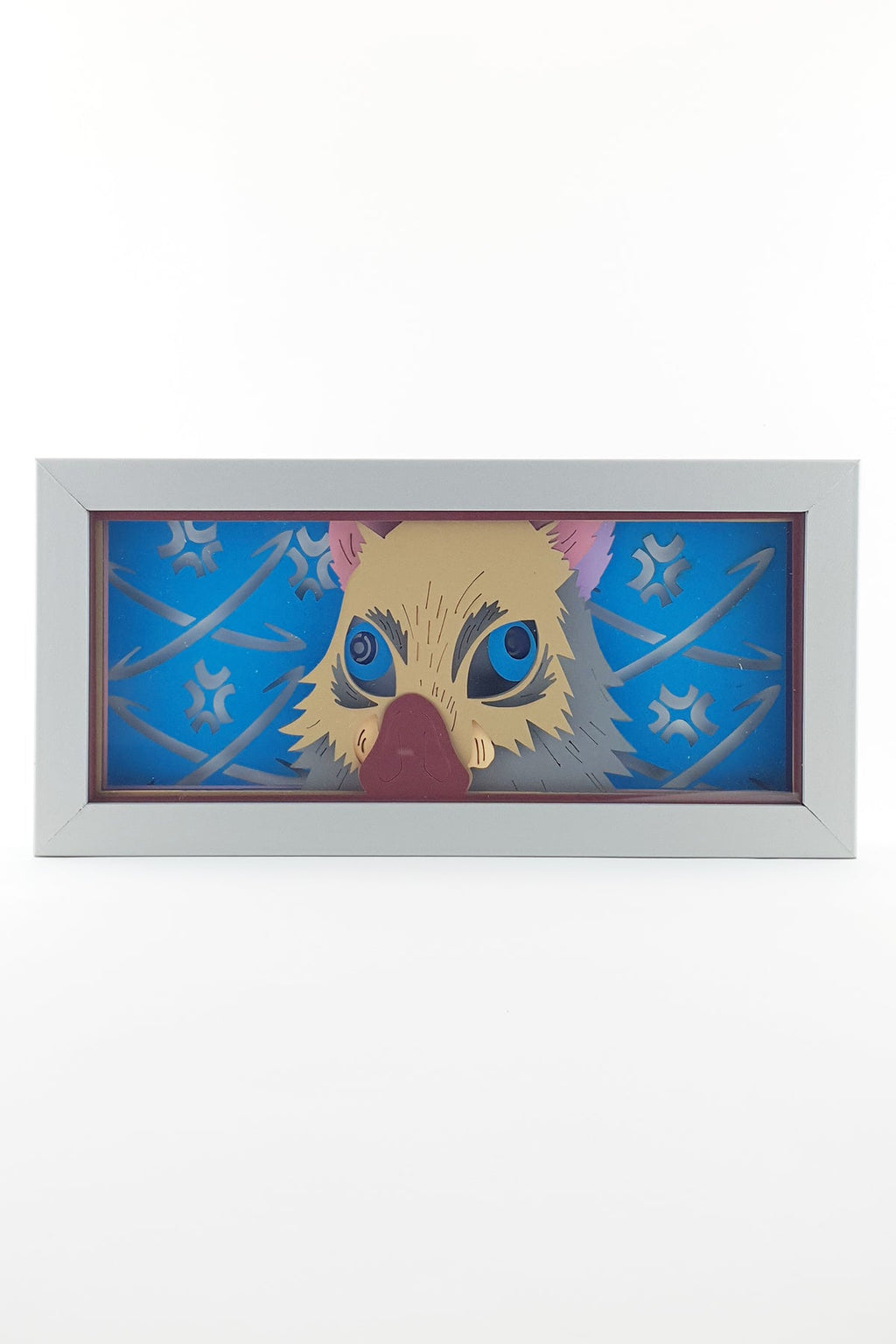 3D Inosuke Ahşap Katmanlı Anime Işık Kutusu – LED Dekor & Gece Lambası