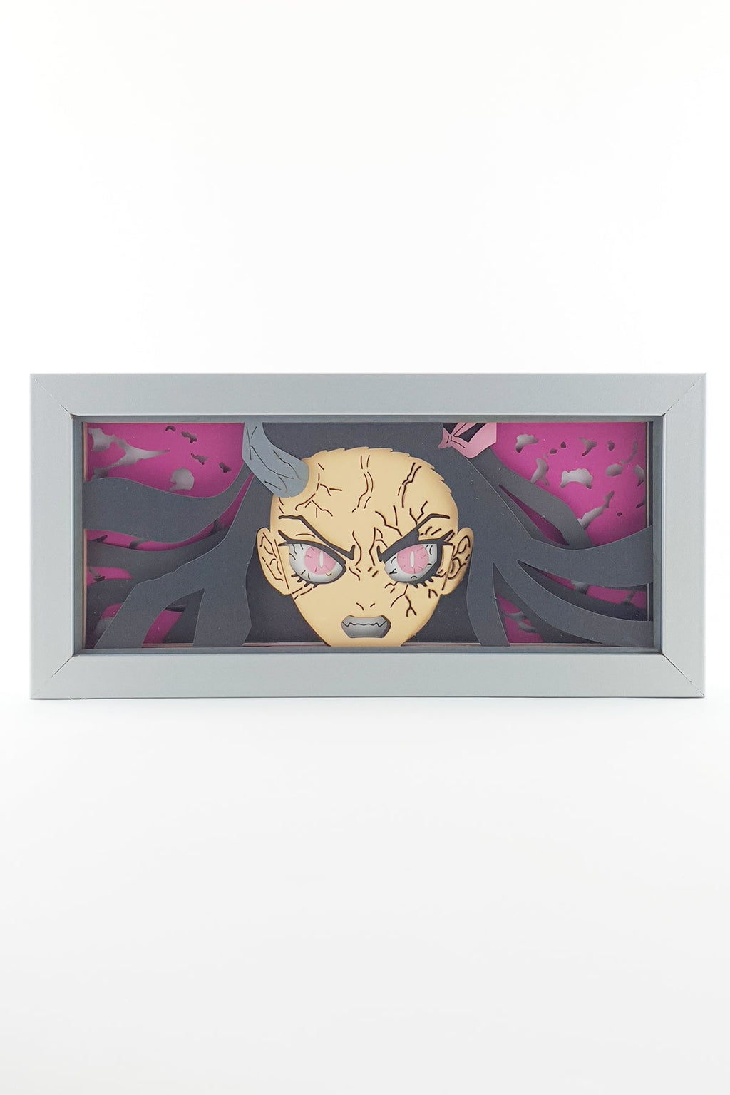 3D Nezuko Ahşap Katmanlı Anime Işık Kutusu – LED Dekor & Gece Lambası