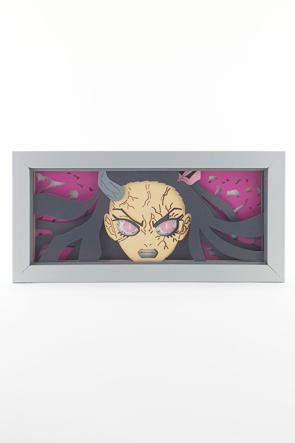 3D Nezuko Ahşap Katmanlı Anime Işık Kutusu – LED Dekor & Gece Lambası