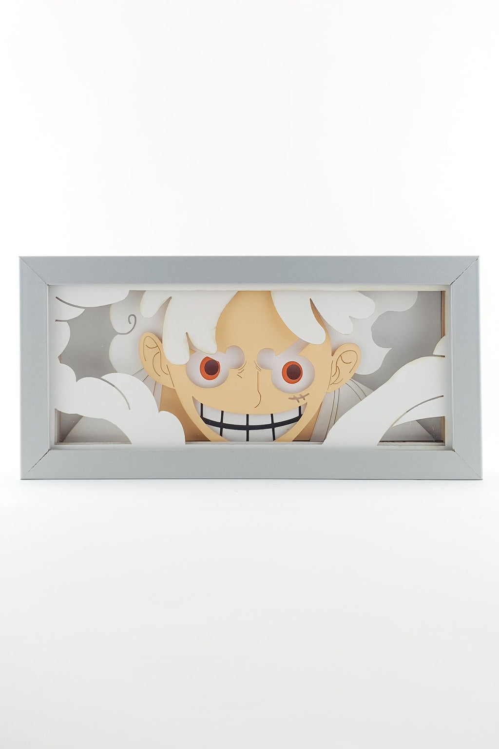 3D Luffy Ahşap Katmanlı Anime Işık Kutusu – LED Dekor & Gece Lambası