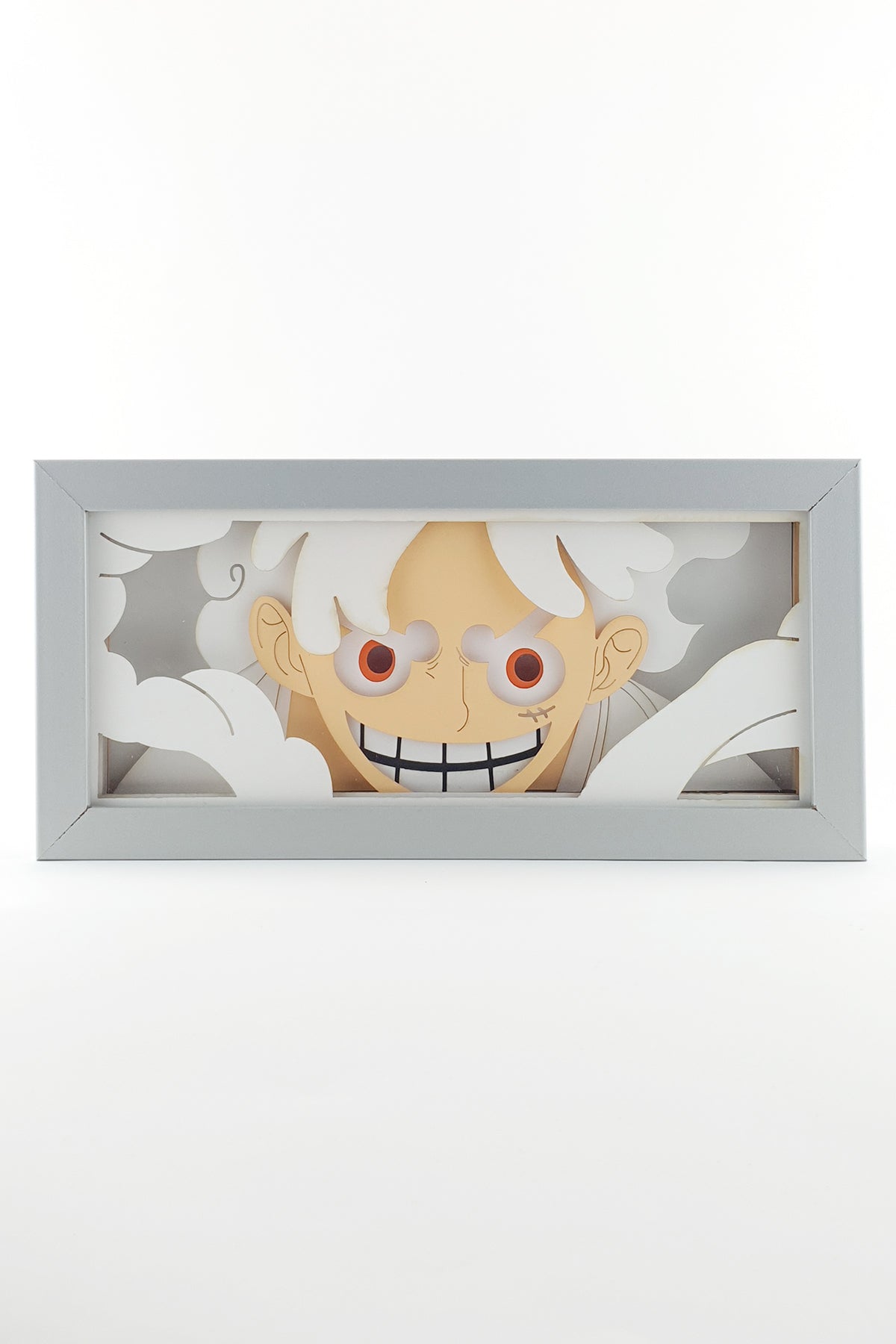 3D Luffy Ahşap Katmanlı Anime Işık Kutusu – LED Dekor & Gece Lambası