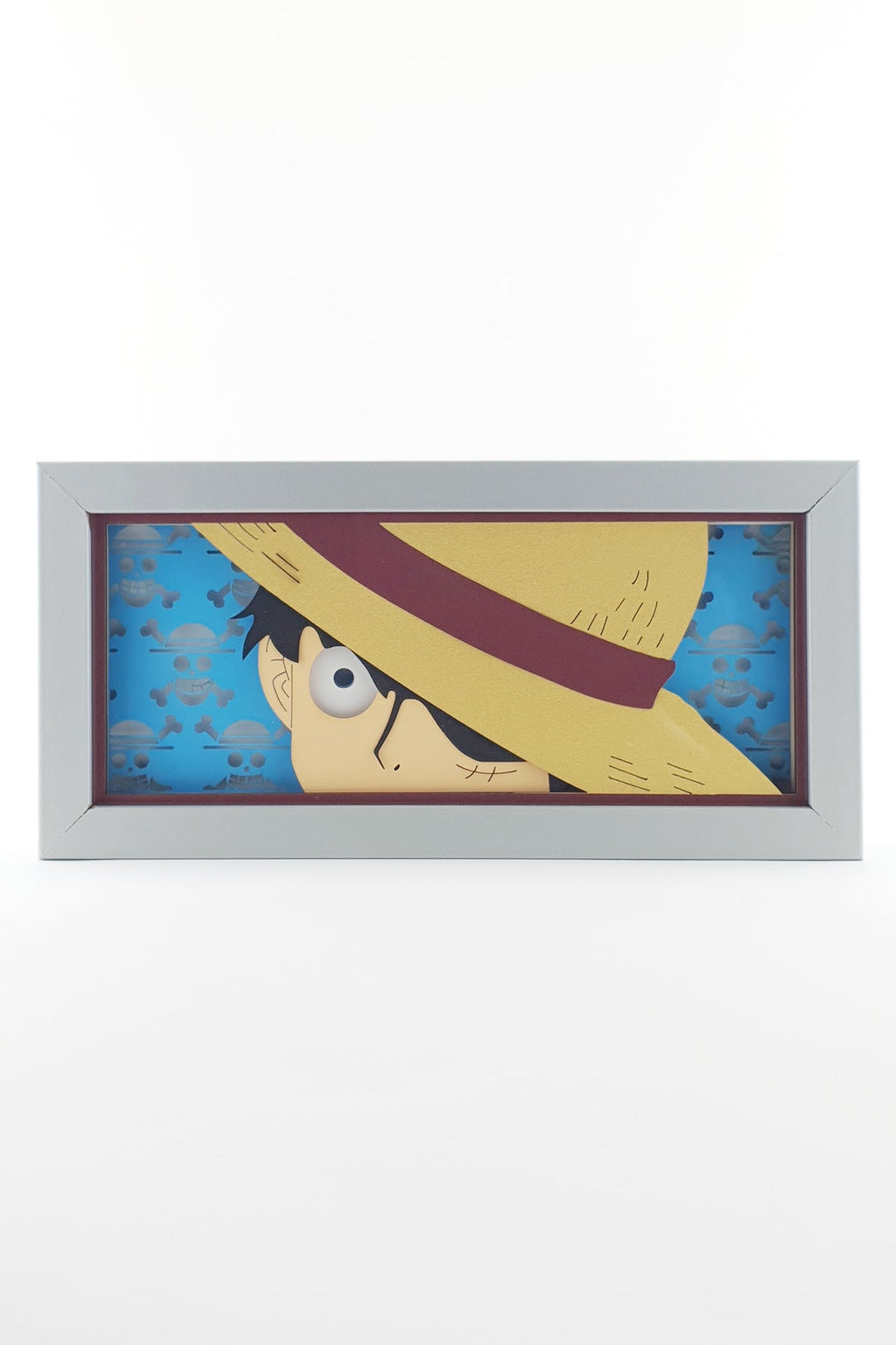 3D Luffy Ahşap Katmanlı Anime Işık Kutusu – LED Dekor & Gece Lambası
