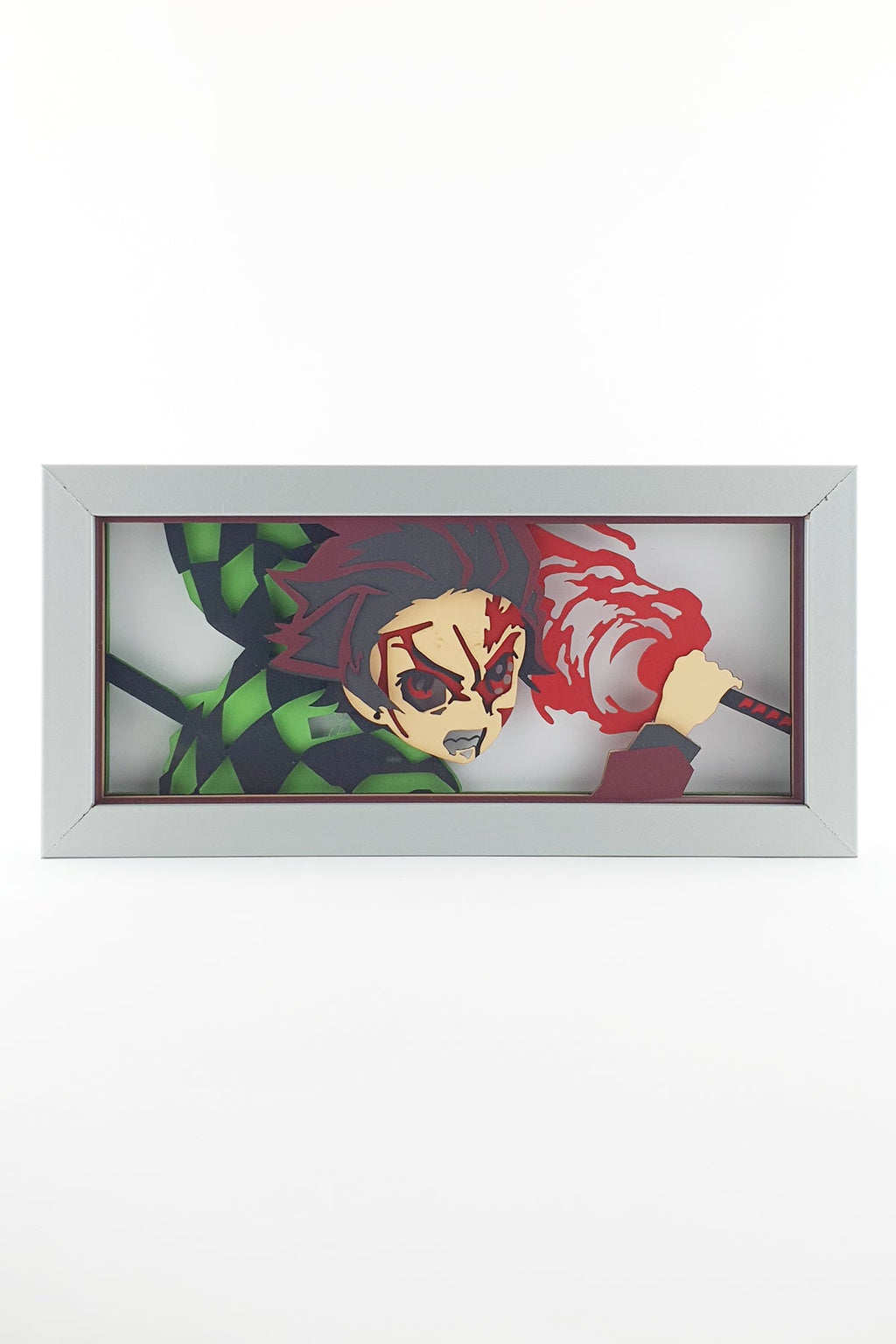 3D Tanjiro Ahşap Katmanlı Anime Işık Kutusu – LED Dekor & Gece Lambası