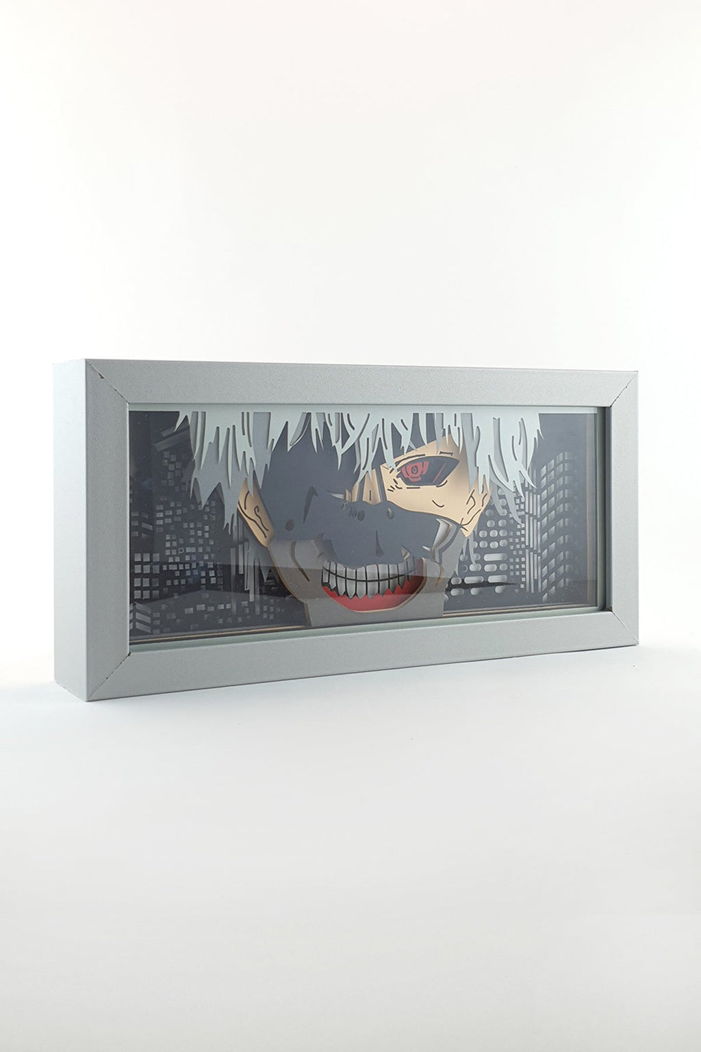 3D Dark Kaneki Ahşap Katmanlı Anime Işık Kutusu – LED Dekor & Gece Lambası
