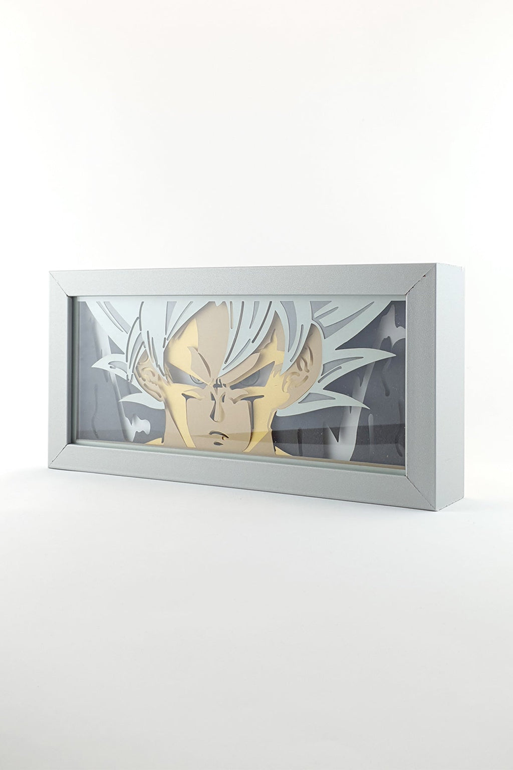 3D Goku Ahşap Katmanlı Anime Işık Kutusu – LED Dekor & Gece Lambası