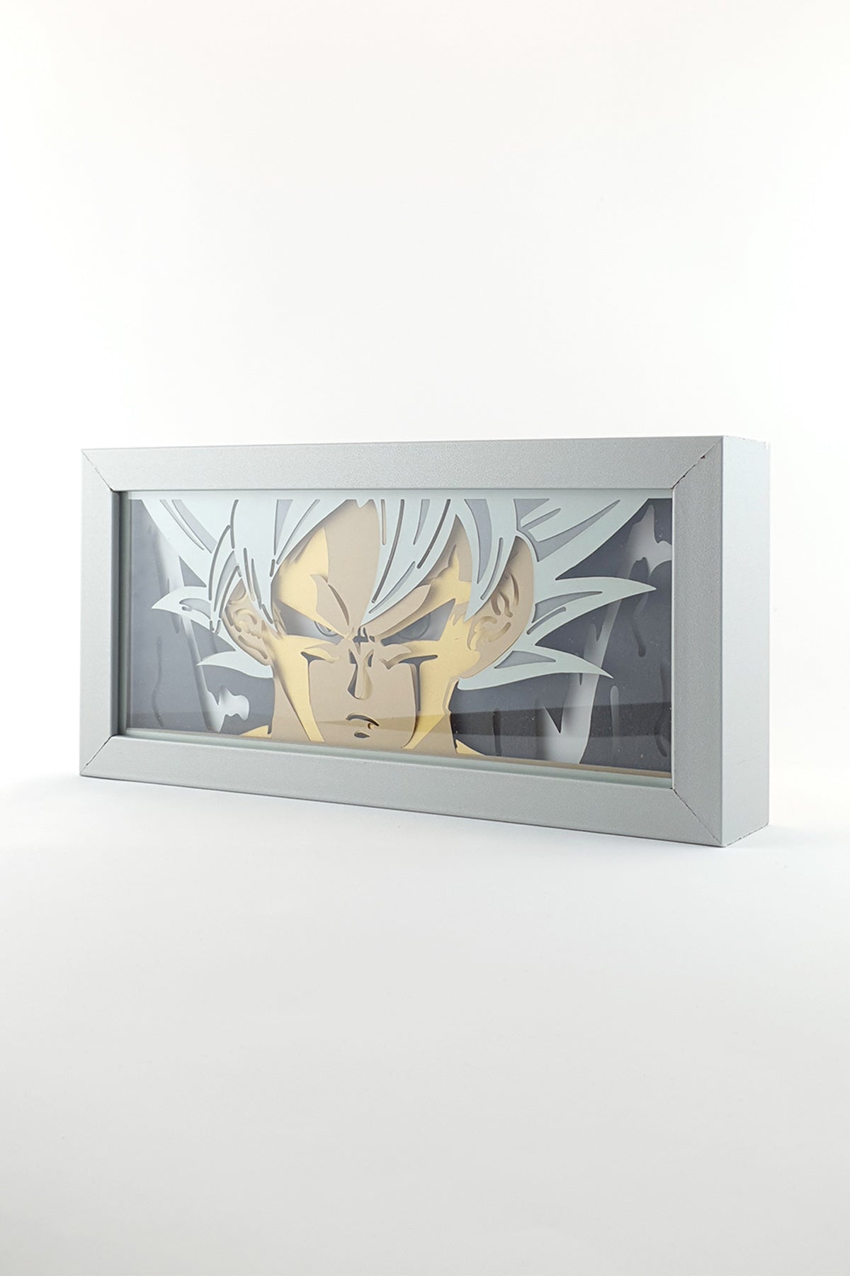 3D Goku Ahşap Katmanlı Anime Işık Kutusu – LED Dekor & Gece Lambası