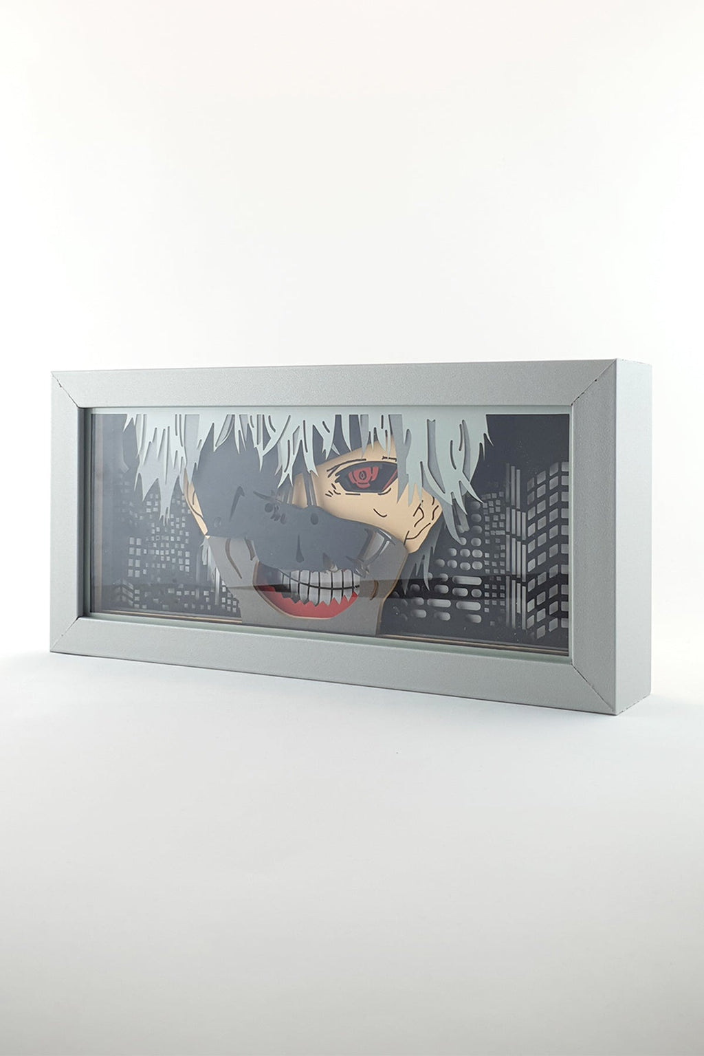 3D Dark Kaneki Ahşap Katmanlı Anime Işık Kutusu – LED Dekor & Gece Lambası