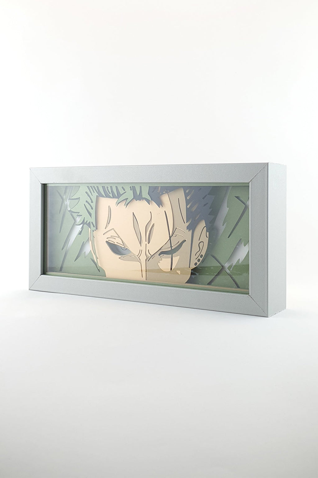 3D Zoro Ahşap Katmanlı Anime Işık Kutusu – LED Dekor & Gece Lambası