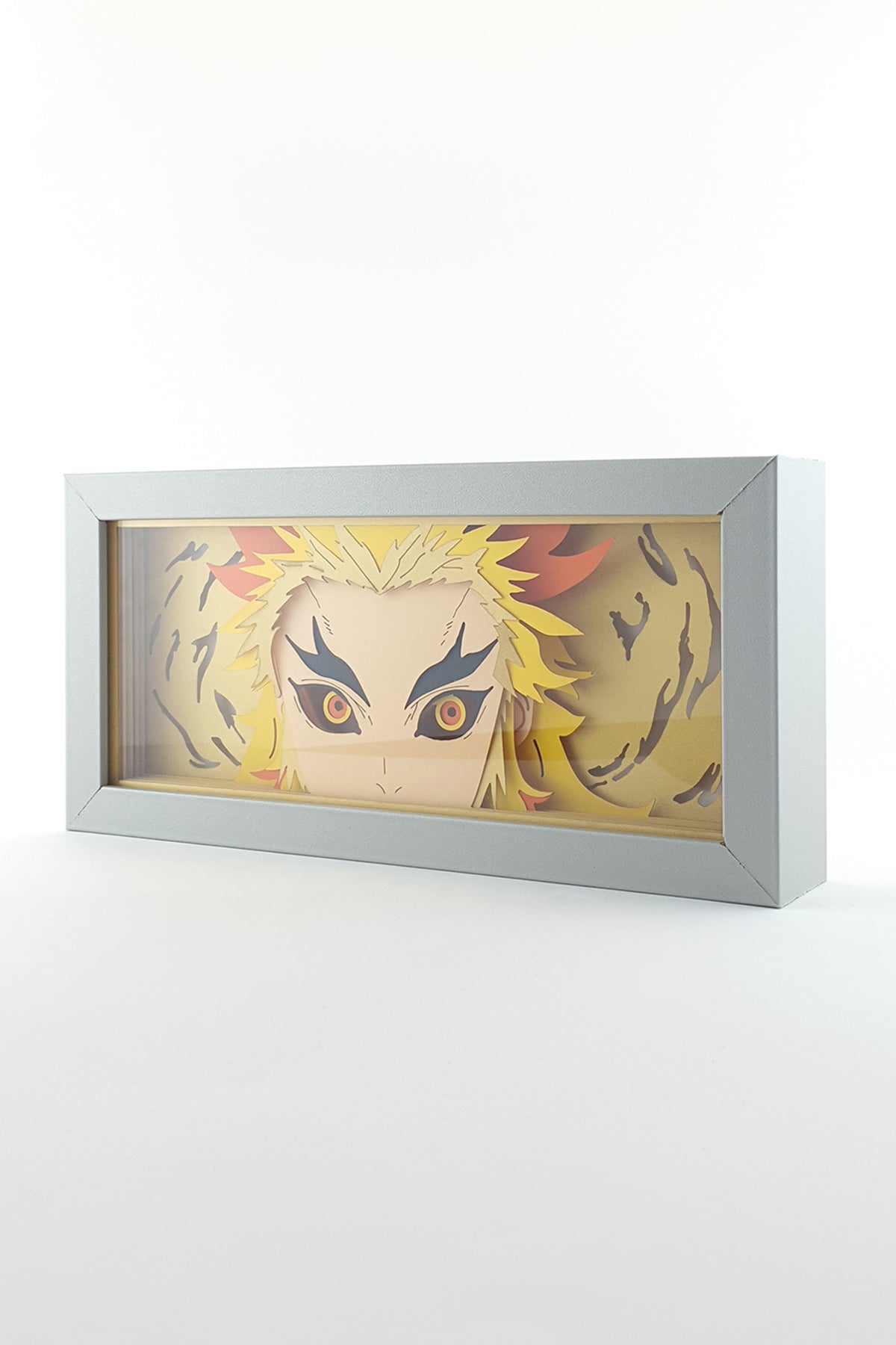 3D Rengoku Ahşap Katmanlı Anime Işık Kutusu – LED Dekor & Gece Lambası