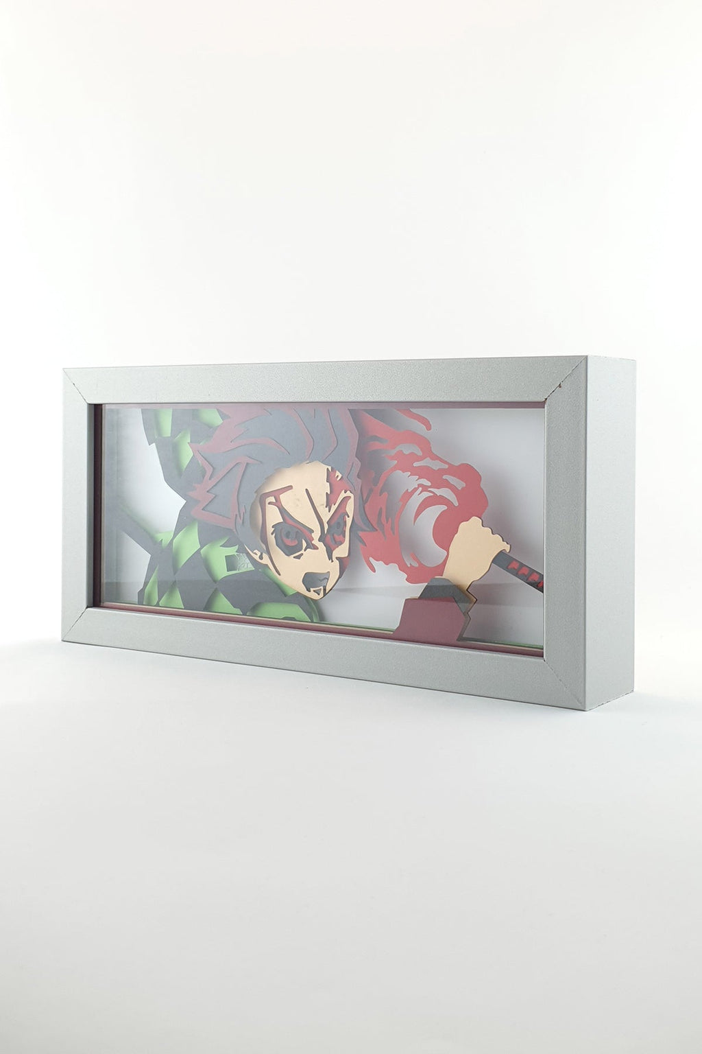 3D Tanjiro Ahşap Katmanlı Anime Işık Kutusu – LED Dekor & Gece Lambası