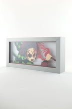 3D Tanjiro Ahşap Katmanlı Anime Işık Kutusu – LED Dekor & Gece Lambası