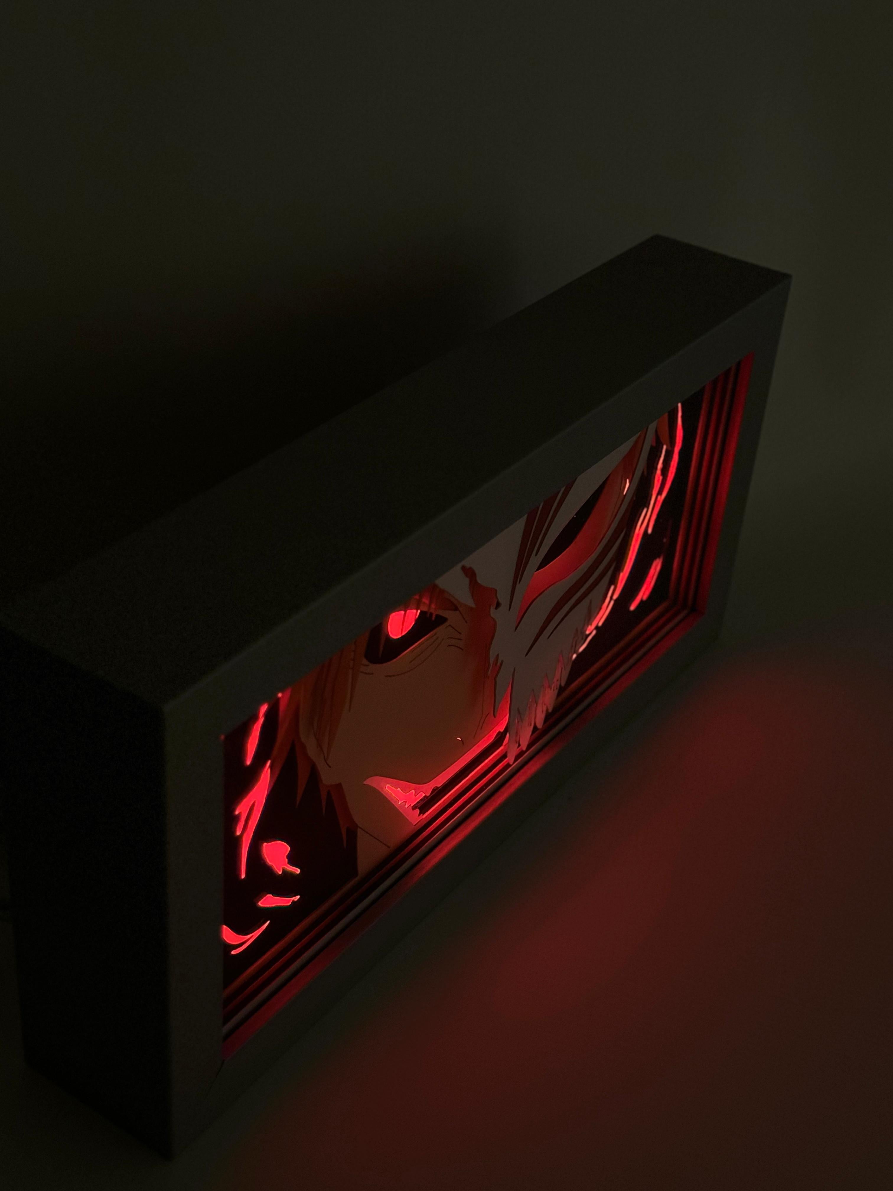 3D Hollow Ichigo Ahşap Katmanlı Anime Işık Kutusu – LED Dekor & Gece Lambası