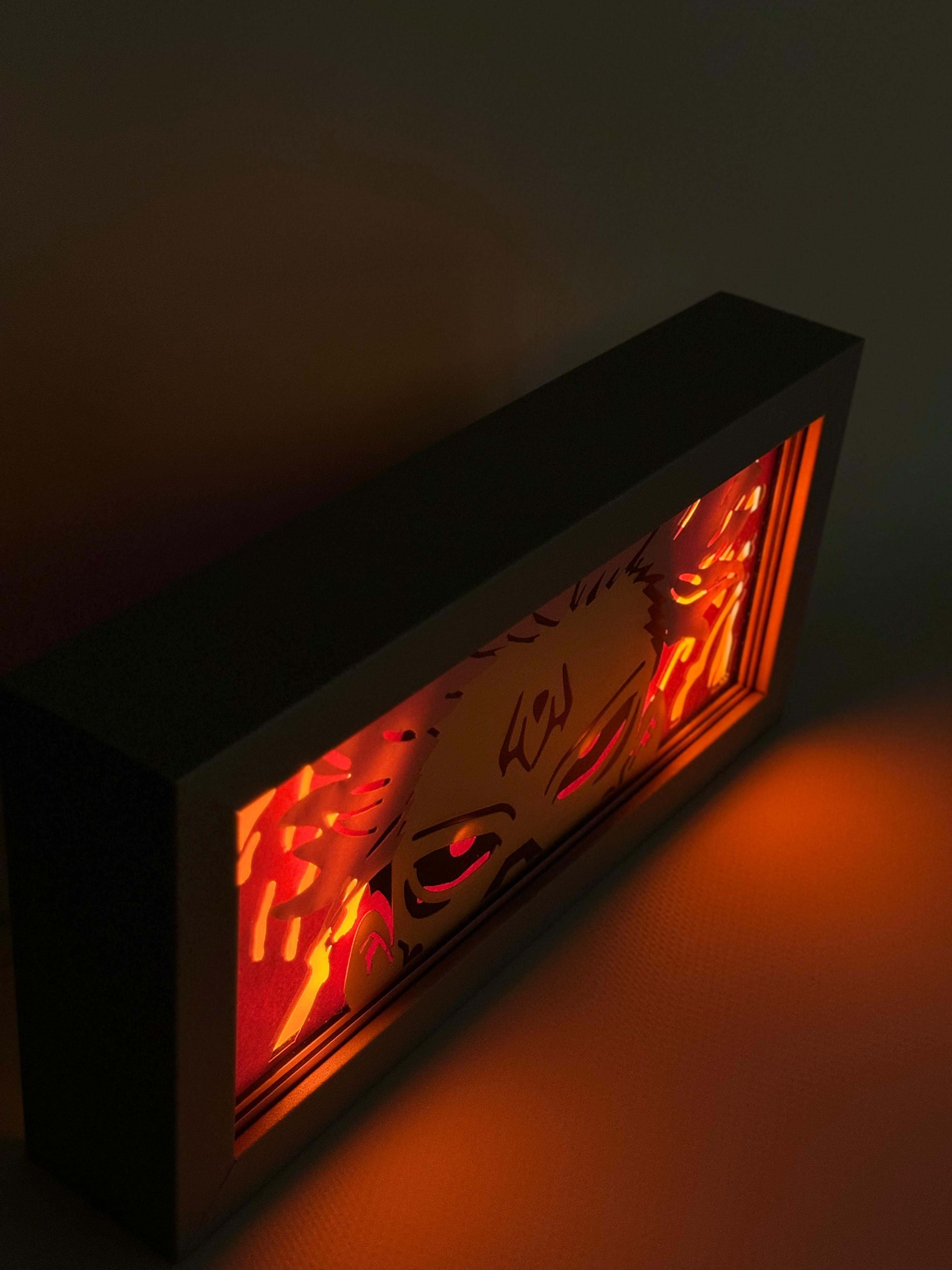 3D Jujutsu Kaisen Ahşap Katmanlı Anime Işık Kutusu – LED Dekor & Gece Lambası