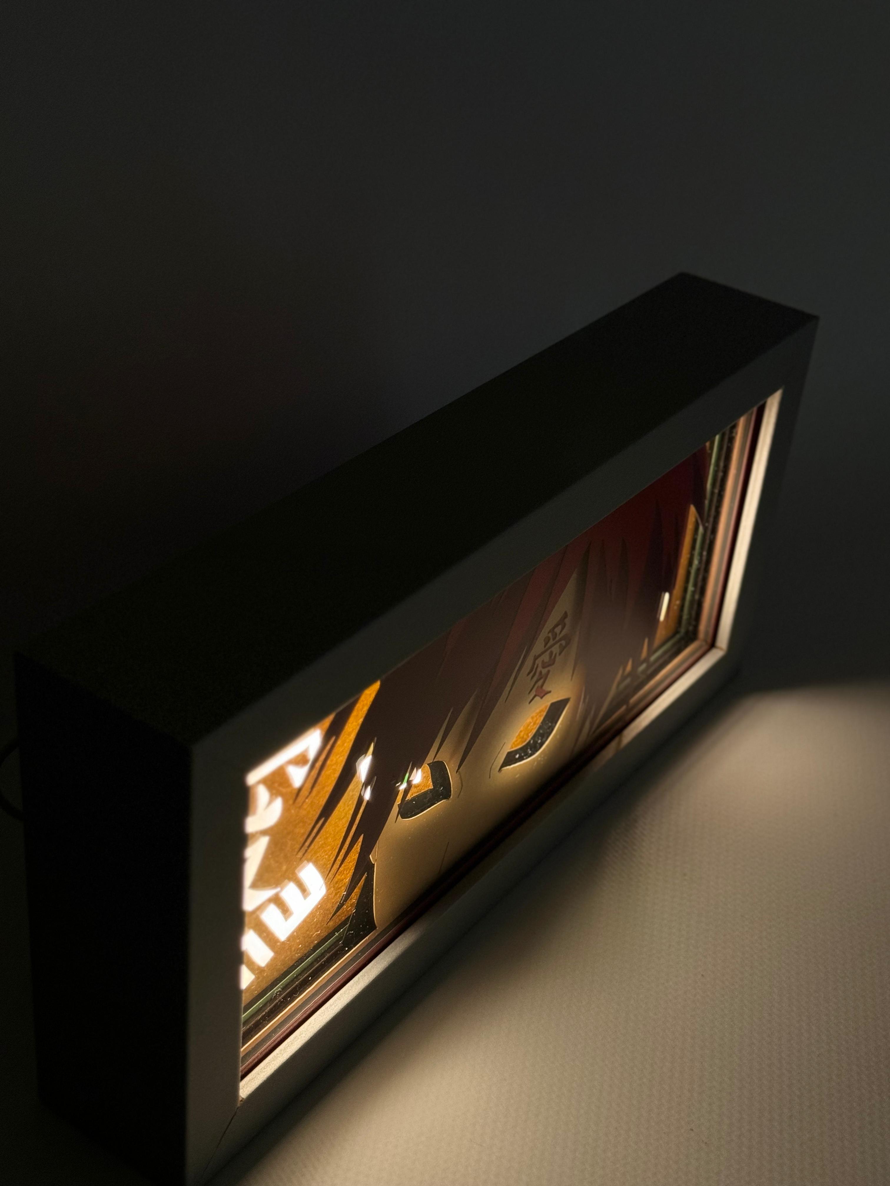 3D Gara Ahşap Katmanlı Anime Işık Kutusu – LED Dekor & Gece Lambası