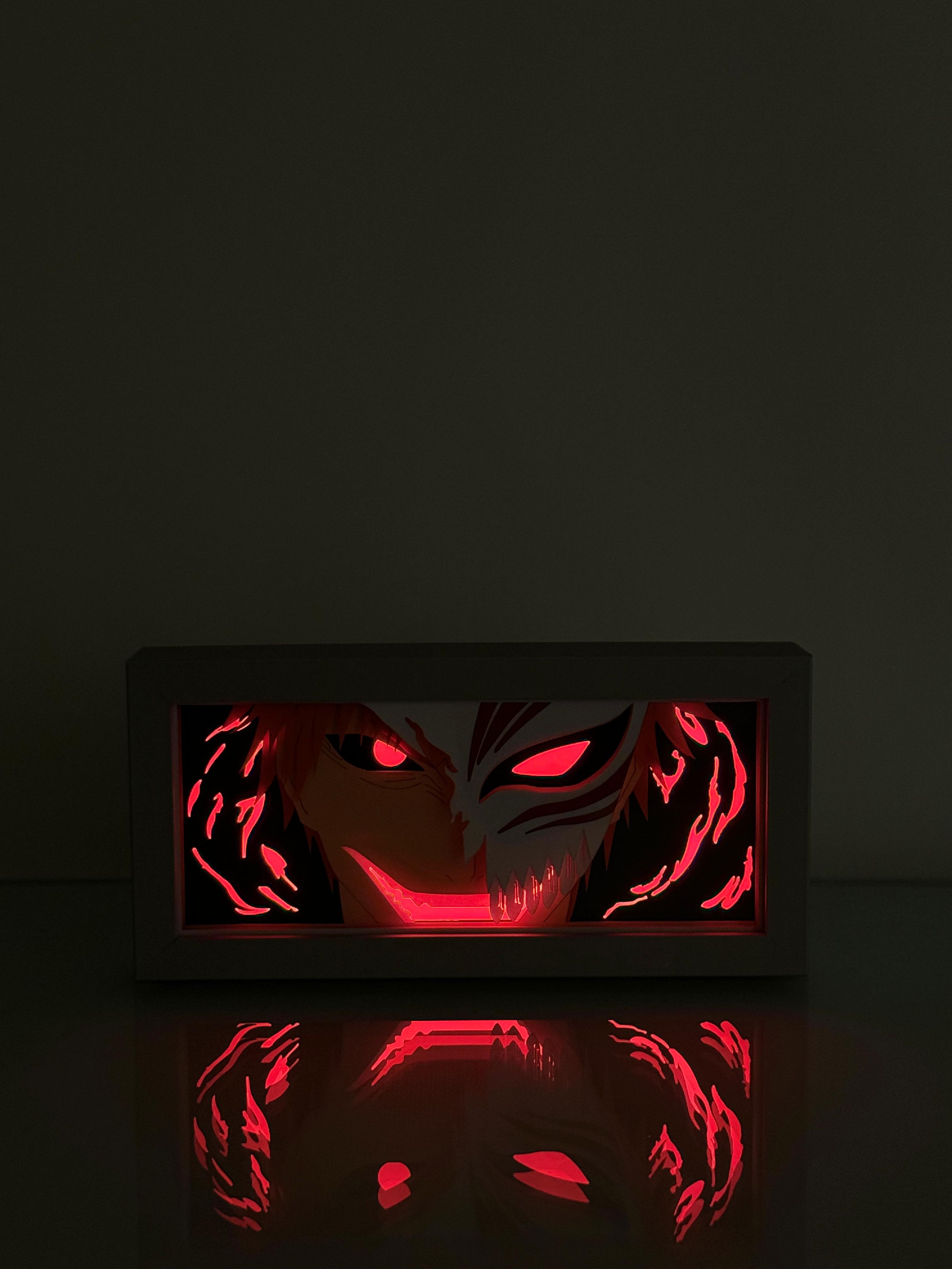 3D Hollow Ichigo Ahşap Katmanlı Anime Işık Kutusu – LED Dekor & Gece Lambası