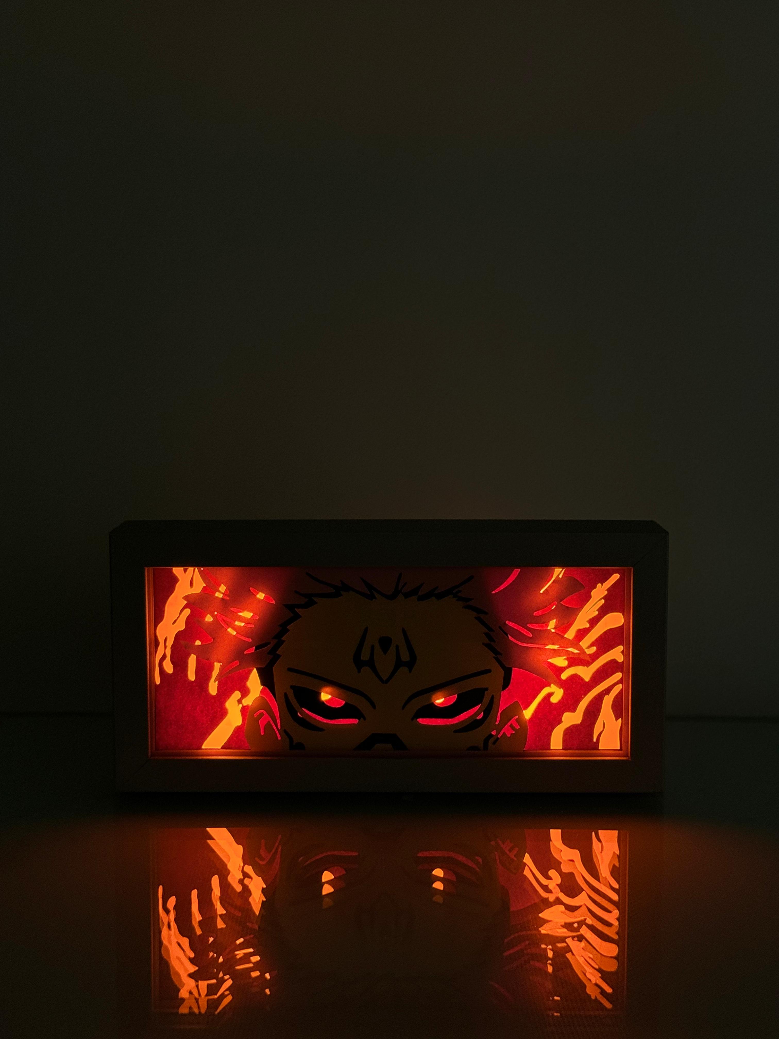 3D Jujutsu Kaisen Ahşap Katmanlı Anime Işık Kutusu – LED Dekor & Gece Lambası